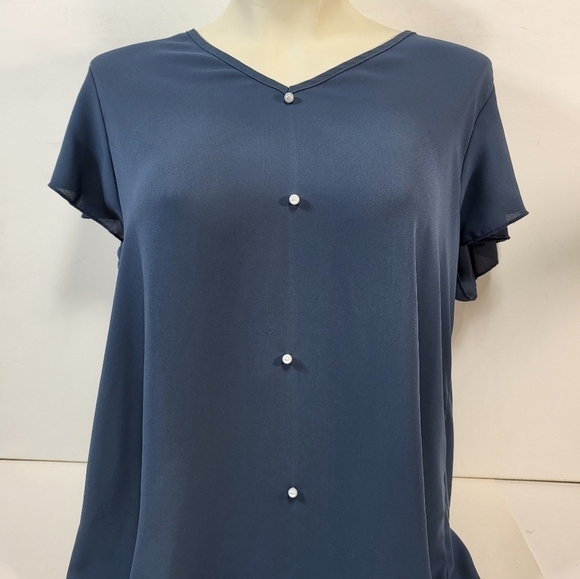 SHEIN Blue Short Sleeve Blouse - Picture 2 of 8